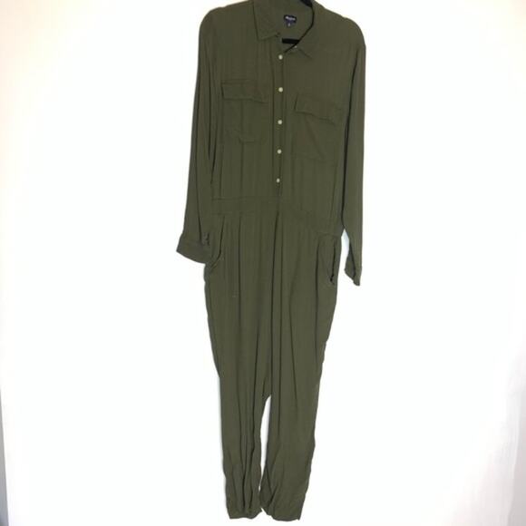 Madewell green pull on jumpsuit cover all sz XL - Picture 2 of 8